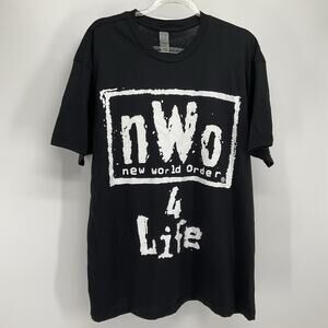 nWo 4 Life T Shirt L Black Hulk Hogan WWE WWF Wrestling Graphic Tee Retro 90s